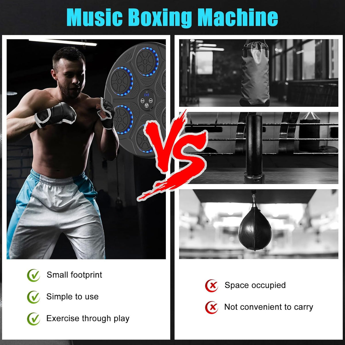 Intelligent Bluetooth-Enabled Interactive Wall-Mounted Boxing Machine with Gloves for Music and Fitness - Suitable for Adults and Kids