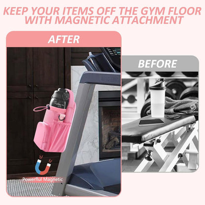 Magnetic Gym Bag with Water Bottle Holder for Men and Women, Compact Design, Ideal Gym Gift (Pink, <40 OZ)