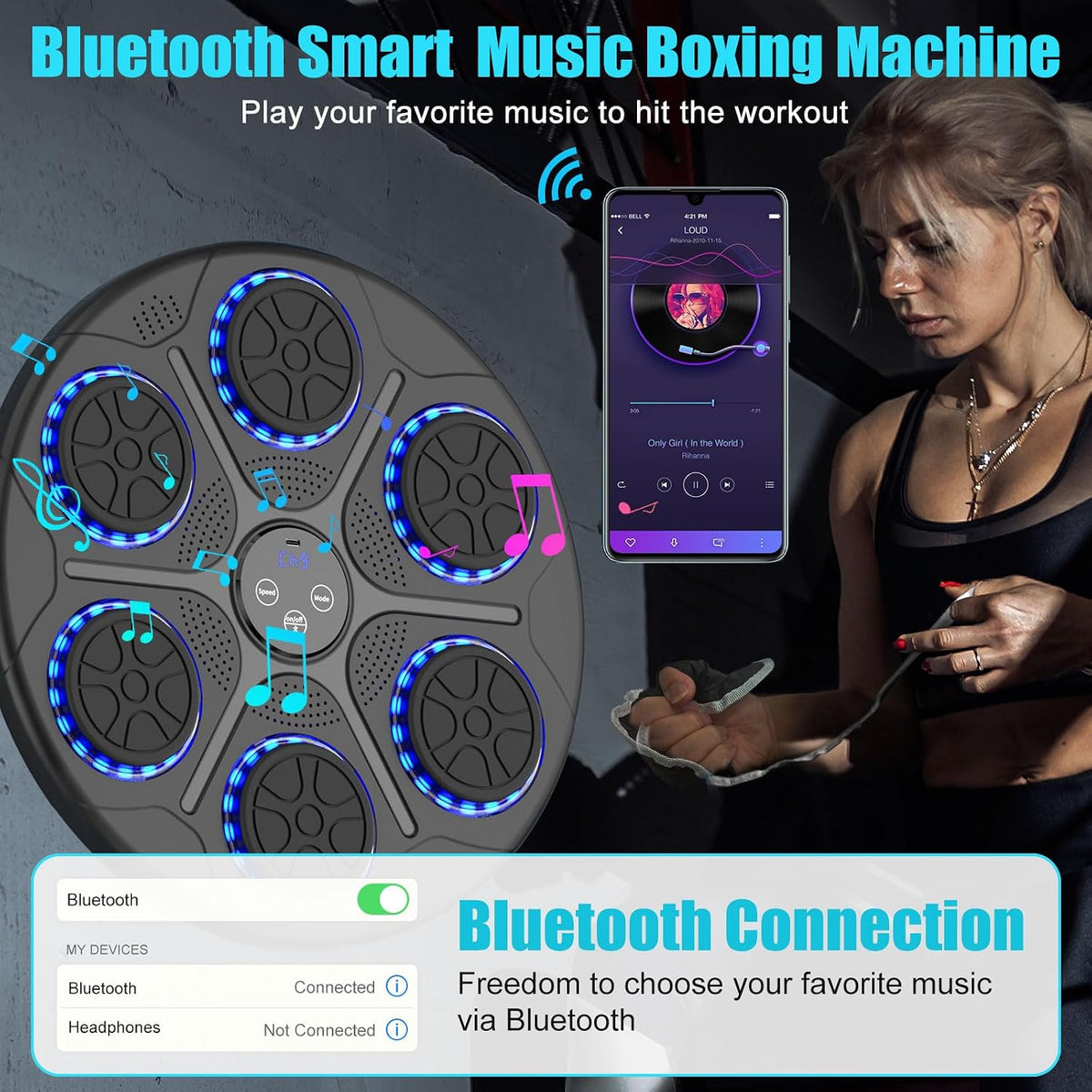 Intelligent Bluetooth-Enabled Interactive Wall-Mounted Boxing Machine with Gloves for Music and Fitness - Suitable for Adults and Kids